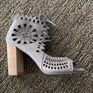 Jeffrey Campbell Cordia gray block heel sandals